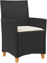 Patio Chairs with Cushions 2 pcs Black Poly Rattan&Solid Wood, Suitable for patios, Gardens, Balconies - Photo 5