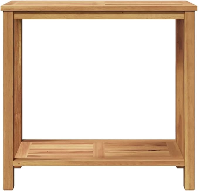 Solid Teak Wood Console Table 33.46 x 13.78 x 29.53 in Brown for Outdoor Patio Garden with Storage Space Modern - Photo 5