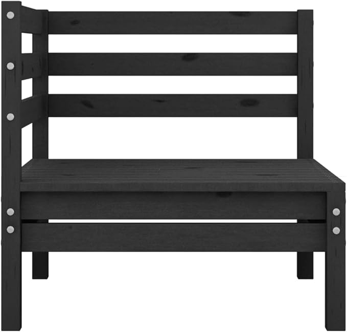 4-Piece Patio Lounge Set Solid Pinewood Black Outdoor Furniture Set with Modular Design for Garden Balcony Porch