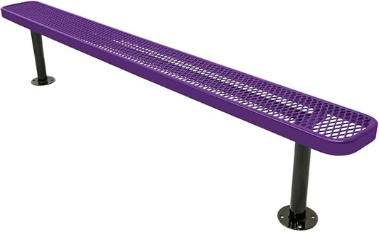 COATEDOUTDOORFURNITURE Coated Outdoor Furniture Heavy-Duty Outdoor Bench Thermoplastic Coated, Expanded Metal, Commercial-Grade Seating, Made in America (Surface Without Back, 8 Ft, Purple)