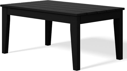 Costaelm Adirondack Outdoor Coffee Table, HDPE Drink Table Weather Resistant, Patio Porch Accent Balcony Table Outdoor End Table for Pool, Seaside, Backyard, Black