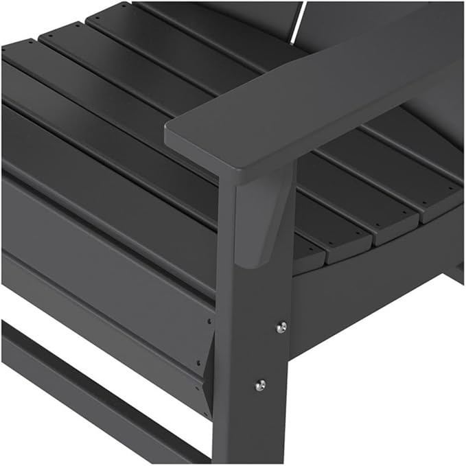 Costaelm Outdoor Adirondack Chair, HDPE Patio Balcony Chairs, Portside Seashell Nautical Curveback Adirondack Chair and Fire Pit Chairs, Gray
