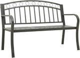 Patio Bench with a Table Garden Bench Outdoor Bench for Outdoors Porch Entryway Furniture for Yard 49.2" Steel Gray - Photo 3