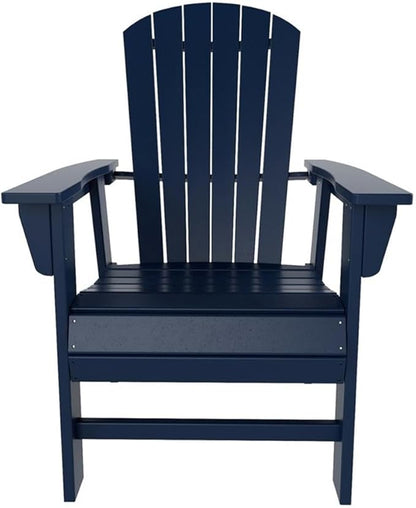 Costaelm Outdoor Adirondack Chair, HDPE Patio Balcony Pool Chair, Modern Front Porch Fire Pit Backyard Chair, Garden Resin Lounge Chair for Outside, Navy Blue
