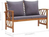 Outdoor Garden Bench with Dark Grey Cushions Made from Solid Acacia Wood and Comfortable Polyester Seating for Patio - Photo 2