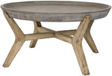 MAKLAINE Round Wood/Concrete Indoor/Outdoor Coffee Table, 18.1 in Height, Dark Gray Finish, Weather Resistant - Photo 1