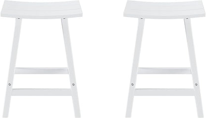 WestinTrends Malibu 2 Piece Set of 24 Height Outdoor/Patio Saddle bar stools, White