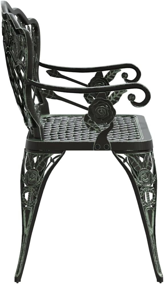 Garden Bench Green Cast Aluminum Medium Durable Garden Bench Park Outdoor Seating for Outdoor Lawn
