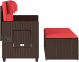 Reclining Patio Bench with Cushions Brown Poly Rattan Porch Bench Outdoor Bench Garden Bench Deck Bench for patios - Photo 7
