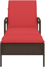 Brown Outdoor Chaise Lounge, 78.74" Reclining Patio Sun Lounger with Adjustable Backrest, Poly Rattan & Steel Frame - Photo 5