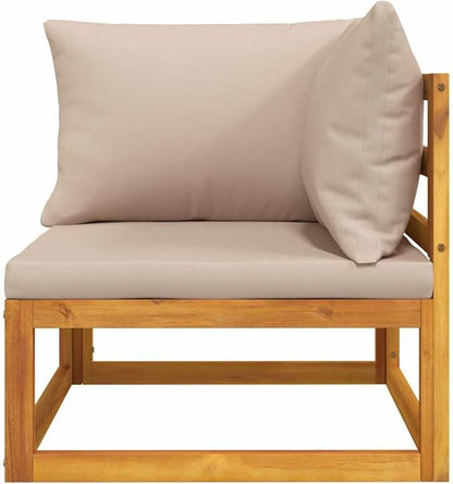Garden Sofa Set, Taupe Solid Acacia Wood Outdoor Sectional Sofa Units, Modular Seating for Balcony & Backyard