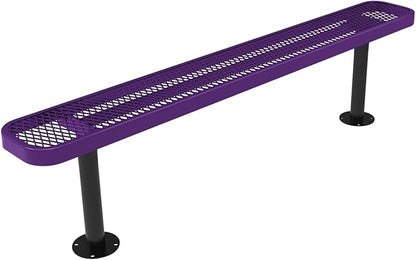 COATEDOUTDOORFURNITURE Heavy-Duty Outdoor Bench Thermoplastic Coated, Expanded Metal, Commercial-Grade Seating, Made in America (Surface Without Back, 6 Ft, Textured Purple)