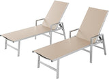 Patio Chaise Lounge Chair Outdoor Set of 2 with Wheels&Armrests - Photo 1