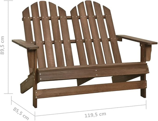 Lawn Chairs Porch Furniture Patio Furniture Set 2-Seater Patio Adirondack Chair Solid Wood Fir Brownfor Outdoor Kitchen Lawn Garden
