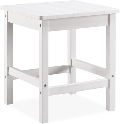 Psilvam Outdoor Side Table, 15.6" Poly Lumber Adirondack Side Table, Weather Resistant Patio Side Table for Poolside, Garden and Front Porch (White)