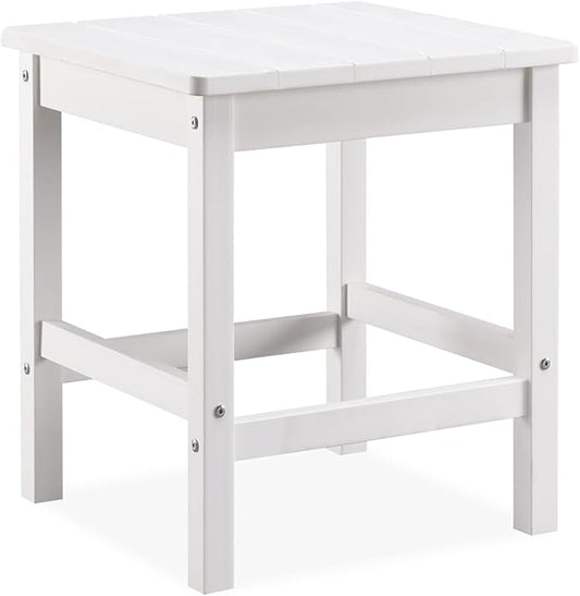 Psilvam Outdoor Side Table, 15.6" Poly Lumber Adirondack Side Table, Weather Resistant Patio Side Table for Poolside, Garden and Front Porch (White)