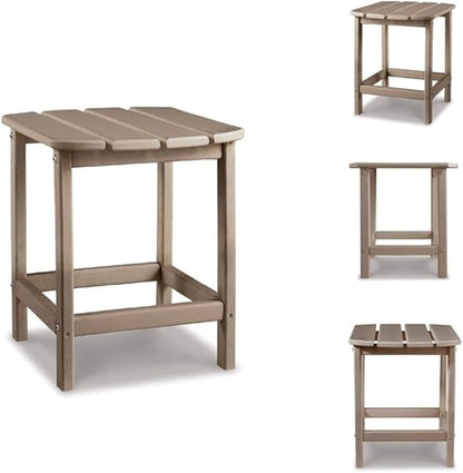 BOWERY HILL Outdoor Set of Grayish Brown End Table & Adirondack Chair