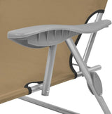 Taupe Folding Sun Lounger w/UV Canopy, Steel Frame, Oxford Fabric, 74.4"x22.8"x42.7", for Beach, Patio, Garden, Camping - Photo 8