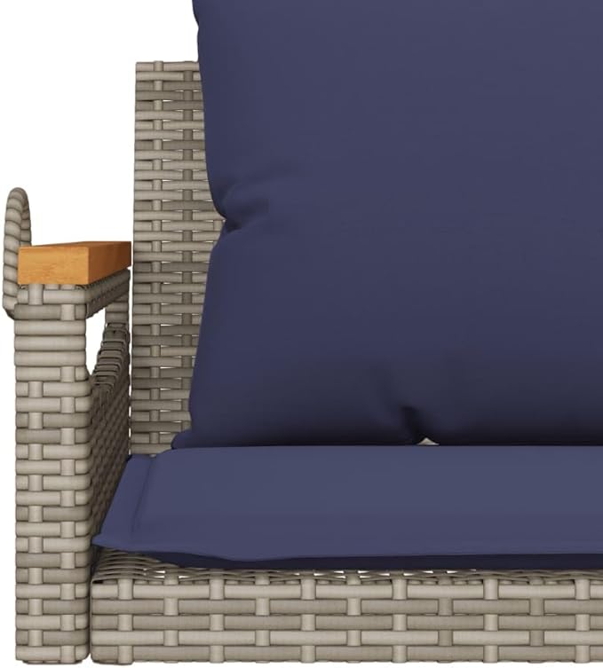 Garden Bench Deck Bench Swing Bench with Cushions Gray 42.9"x24.4"x15.7" Poly Rattan - Photo 8