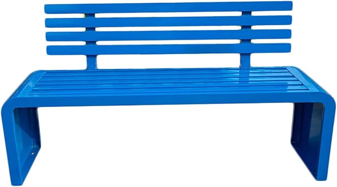 Durable Metal Garden Bench, 660lb Capacity Outdoor Seating for Yard, Patio, Park & Entryway - Stylish Blue, 100cm/39in Long, Perfect for Relaxation