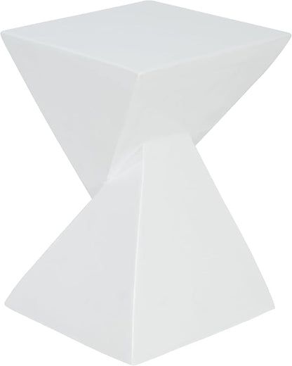 Christopher Knight Home Ginues Lightweight Concrete Square Coffee Table, Indoor and Outdoor Side Table for Living Room, MGO Small Side Table, Two-Tone Design, No Assembly Needed, White