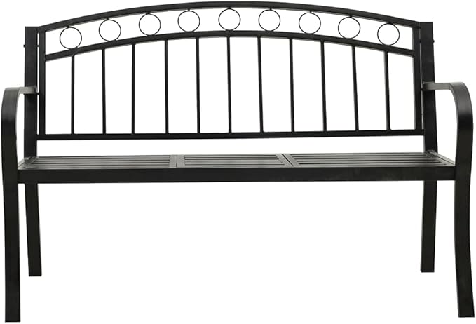 Garden Bench Outdoor Bench Patio Bench Cushions for Outdoor, Park, Yard, Entryway, Iron Metal Frame Furniture - Photo 4