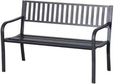Outdoor Black Metal Garden Bench with 550 lb Max Weight Capacity