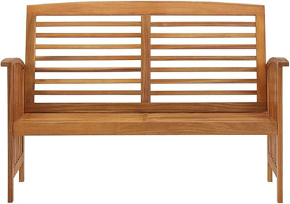 47 inch Solid Acacia Wood Garden Bench Rustic Outdoor Seating for Patio, Porch or Backyard, 2 Seat Natural Brown Natural Oil Finish Easy Assembly