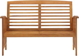 Solid Acacia Wood Garden Bench Rustic Outdoor Bench for Patio Backyard and Porch Comfortable Seating for 2 Adults - Photo 3