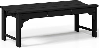 Costaelm Outdoor Benches Weatherproof, All Weather Resistant Park Bench Poly Lumber Backless Garden Bench Seat for Entryway Front Porch, Black