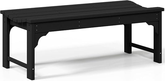 Costaelm Outdoor Benches Weatherproof, All Weather Resistant Park Bench Poly Lumber Backless Garden Bench Seat for Entryway Front Porch, Black