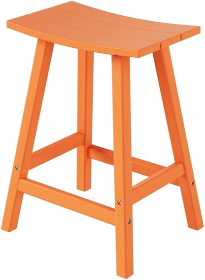 Costaelm 24" Height Outdoor Bar Stools, All-Weather Bar Stools, Adirondack Poly Patio Bar Stool for Patio, Deck, Kitchen Counter and Garden, Orange