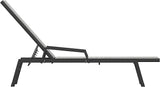 EMMA + OLIVER Braelin Adjustable Patio Chaise Lounge - Gray Textilene Seat - 5 Recline Positions - Metal Frame - Photo 8