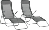 2 Pack Folding Outdoor Chaise Lounge Anthracite Textilene Modern Adjustable Backrest 23.6x55.9x38.2 in Lightweight - Photo 1