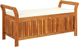 Garden Storage Bench Cream White, Natural Wood Patio Bench Outdoor Benches for Lawn Balcony - Photo 2