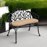 HOMEFUN Outdoor Patio Bench, Garden Benches with Cushion All-Weather Cast Aluminum Extra Loveseat for Lawn Front Porch - Photo 2