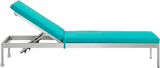 Modway EEI-4502-SLV-TRQ Shore Outdoor Patio Aluminum Chaise with Cushions, Silver Turquoise - Photo 4