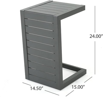 Christopher Knight Home Cape Coral Outdoor Aluminum C-Shaped Side Table, Grey