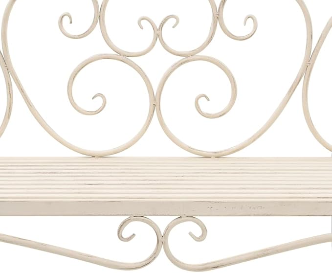 Love Seat Bench White Cast Iron Antique Designed Outdoor Patio Porch Home Garden Parks Backyard Pool,Garden Bench 52" Metal Antique White-Fast delivy