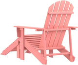 Pink Adirondack Chair with Ottoman Solid Fir Wood Detachable Garden Chair Decor for Outdoor Patio Balcony Relaxation 4 - Photo 5