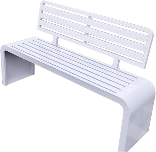 Outdoor Bench, All Weather Garden Bench, Metal Bench with Backrest, Park Patio Bench for Garden, Porch and Backyard(White,120cm/47.2in)