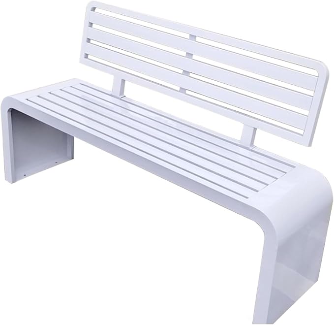 Outdoor Bench, All Weather Garden Bench, Metal Bench with Backrest, Park Patio Bench for Garden, Porch and Backyard(White,100cm/39.3in)