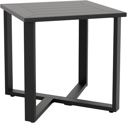COOS BAY Iron Luxe Outdoor Side Table, Modern Weather Resistant Steel Patio End Table for Backyard, Garden, Deck, Porch, Balcony, Black