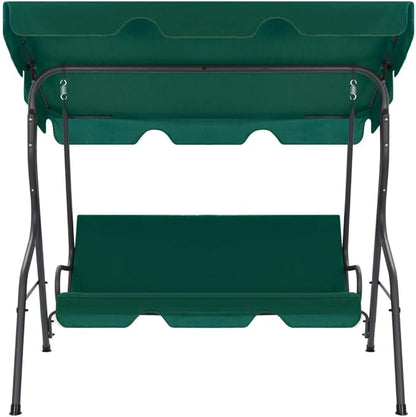 3-Seater Garden Swing Bench with Canopy, Heavy-Duty Outdoor Porch Swing Chair, Powder-Coated Steel Frame, Comfortable Polyester Fabric for Patio, Backyard, and Balcony, Green