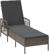 Gray Poly Rattan Sun Lounger Set 2 pcs w Table, 13.8" x 13.8" x 12.6" - Photo 5
