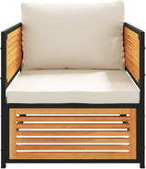Cream White Acacia Garden Chair with Cushions, Solid Acacia Wood and Metal Frame for Patio, Garden, Balcony - Photo 5