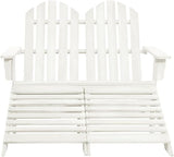 White Fir Wood 2-Seater Ergonomic Adirondack Chair with Ottoman for Outdoor Patio Garden - Photo 2