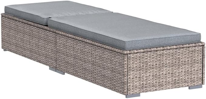 Patiorama Outdoor Patio Chaise Lounge Chair, Elegant Reclining Adjustable Pool Rattan Chaise Lounge Chair with Cushion, Grey PE Wicker, Steel Frame,Light Grey, Set of 2