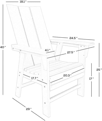 Costaelm Patio hdpe Adirondack Chair, Outdoor Balcony Pool Chair, Modern Front Porch Fire Pit Backyard Chair, Garden Resin Lounge Chair for Outside, Teak