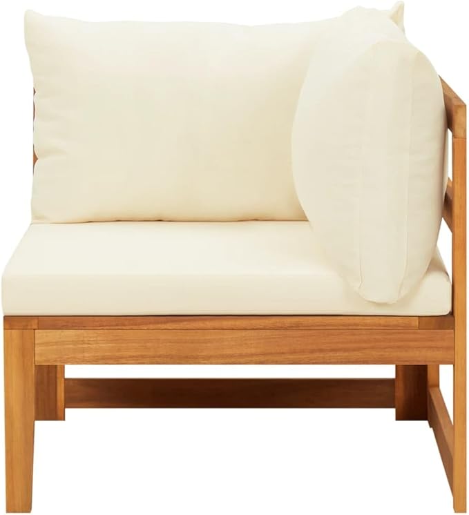 2 Piece Patio Lounge Set with Cream White Cushions Acacia Wood Outdoor Chairs Furniture Outdoor Patio Furniture Set - Photo 5